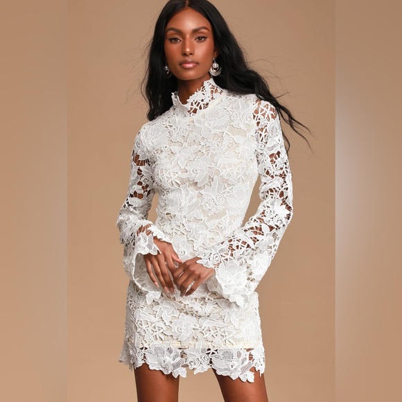 Lulu’s Emory Park Lace Long Sleeve Shift Dress - Picture 3 of 8